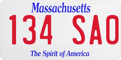 MA license plate 134SA0