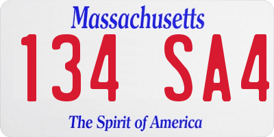 MA license plate 134SA4
