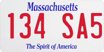 MA license plate 134SA5