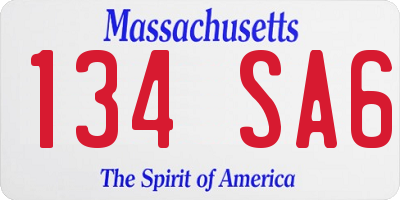 MA license plate 134SA6