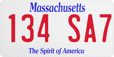 MA license plate 134SA7
