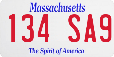 MA license plate 134SA9