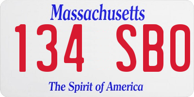 MA license plate 134SB0