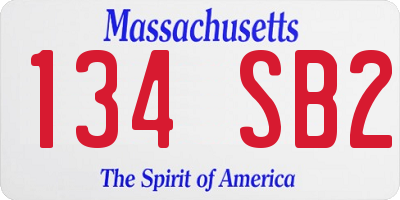 MA license plate 134SB2