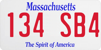 MA license plate 134SB4