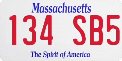 MA license plate 134SB5