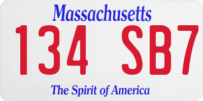 MA license plate 134SB7