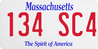 MA license plate 134SC4