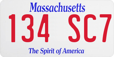 MA license plate 134SC7