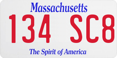 MA license plate 134SC8