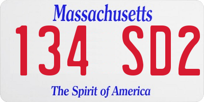MA license plate 134SD2
