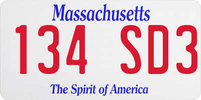 MA license plate 134SD3