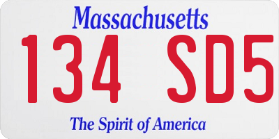 MA license plate 134SD5