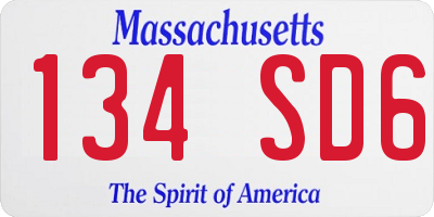 MA license plate 134SD6