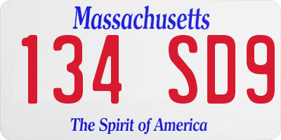 MA license plate 134SD9