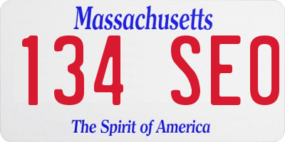 MA license plate 134SE0