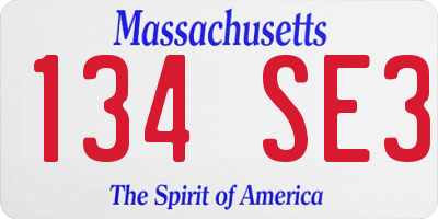 MA license plate 134SE3