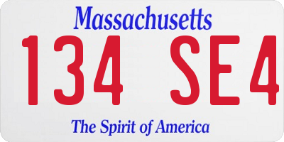 MA license plate 134SE4