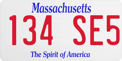 MA license plate 134SE5