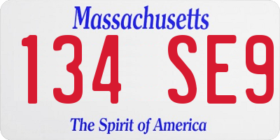 MA license plate 134SE9