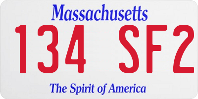 MA license plate 134SF2