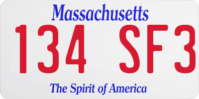 MA license plate 134SF3