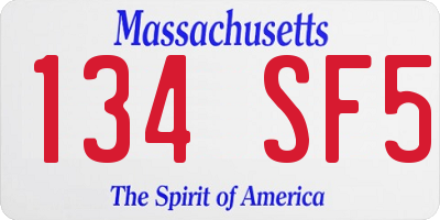 MA license plate 134SF5