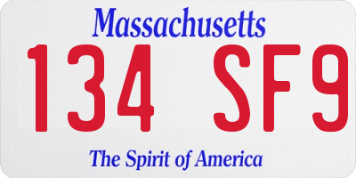MA license plate 134SF9