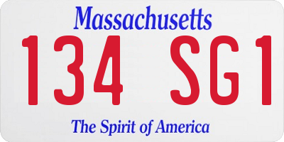 MA license plate 134SG1