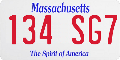 MA license plate 134SG7