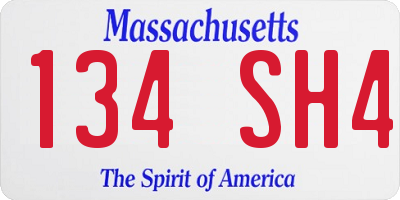 MA license plate 134SH4