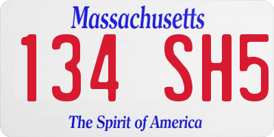 MA license plate 134SH5