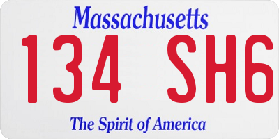 MA license plate 134SH6