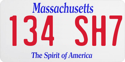 MA license plate 134SH7