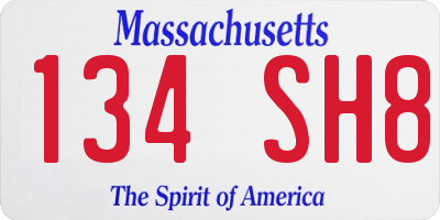 MA license plate 134SH8