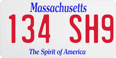 MA license plate 134SH9
