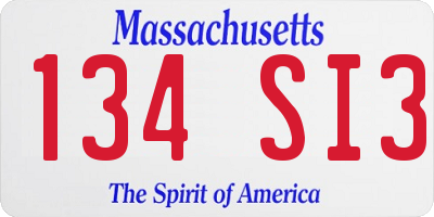 MA license plate 134SI3