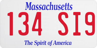 MA license plate 134SI9