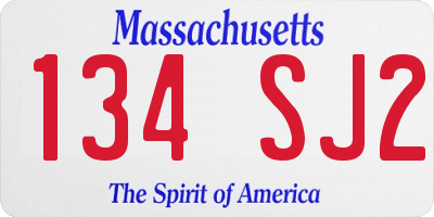 MA license plate 134SJ2
