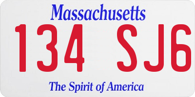 MA license plate 134SJ6