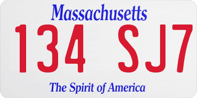 MA license plate 134SJ7