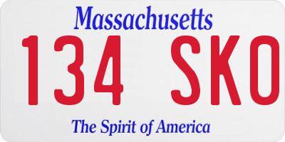 MA license plate 134SK0