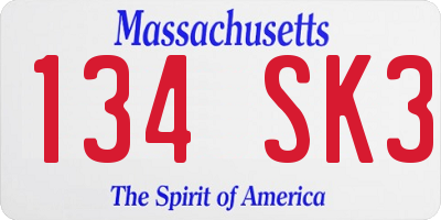 MA license plate 134SK3
