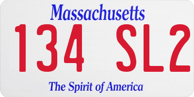 MA license plate 134SL2
