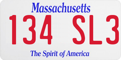 MA license plate 134SL3