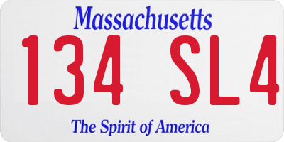 MA license plate 134SL4