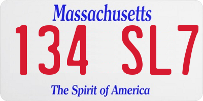 MA license plate 134SL7