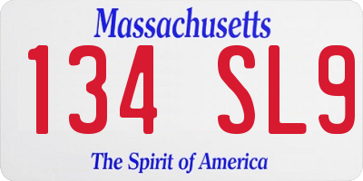 MA license plate 134SL9