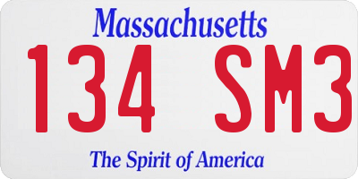 MA license plate 134SM3