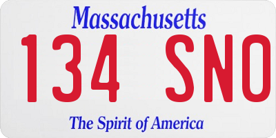 MA license plate 134SN0